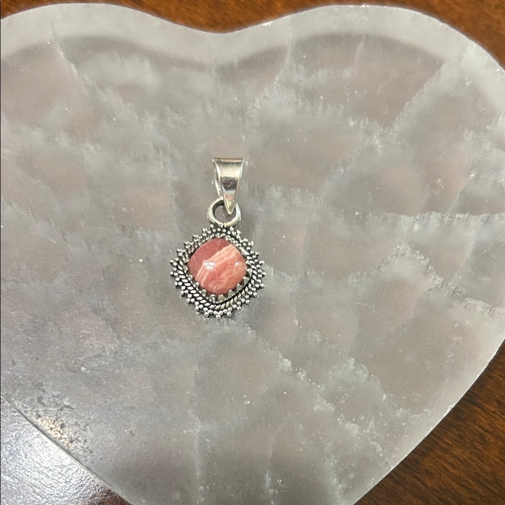 Rhodochrosite pendant sterling silver